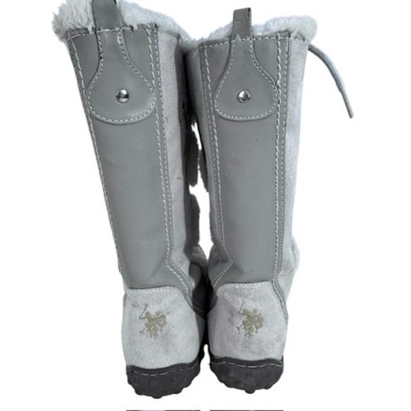 "U.S. POLO" Women's Faux Suede & Faux Fur Lined Lace Up Gray Boots Size 9.5 - Picture 2 of 16